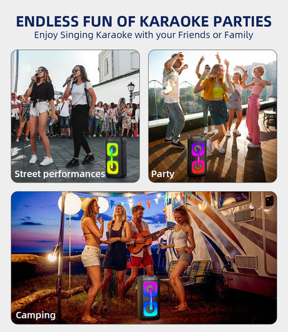 Gesnada K68 Karaoke-Anlage mit 2 Funkmikrofonen und Bluetooth