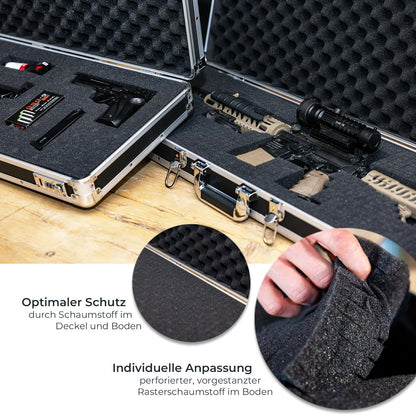 HMF Alu Waffenkoffer Langwaffen Schwarz – Rasterschaumstoff