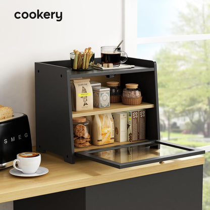Cookery Brotkasten aus Bambus mit 2 Etagen, schwarz