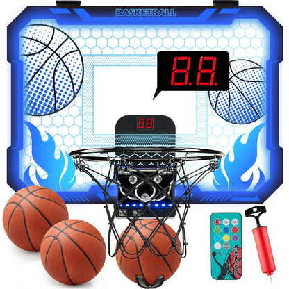 VROGTIK Indoor Basketballkorb für Kinder mit LED und Anzeigetafel – Montage über der Tür