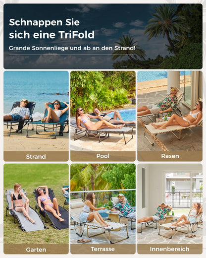 KingCamp Übergrosse Sonnenliege Klappbar – 200x68 cm