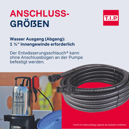 T.I.P. Schmutzwasser-Tauchpumpe TVX 7000 mit Edelstahlgehäuse, 500 W
