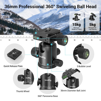 SMALLRIG 3935 Kamerastativ, Aluminium-Dreibein & Einbeinstativ, 15 kg