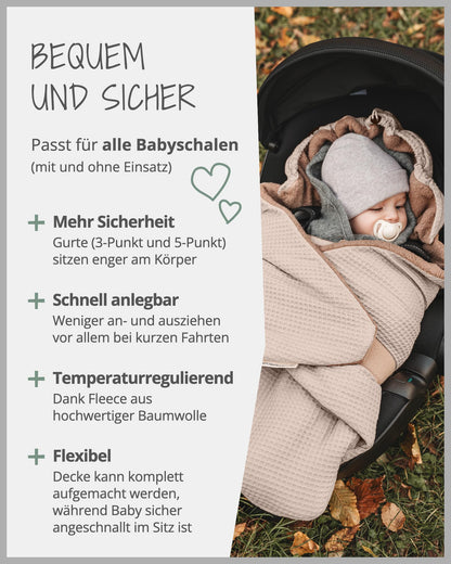 ULLENBOOM Einschlagdecke für Kindersitz & Kinderwagen - Sand