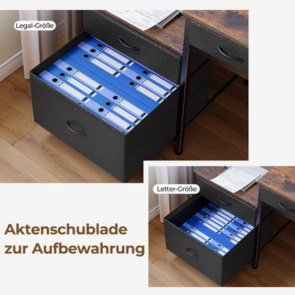 Rolanstar L-Form Schreibtisch Gaming mit Schubladen – Vintagebraun