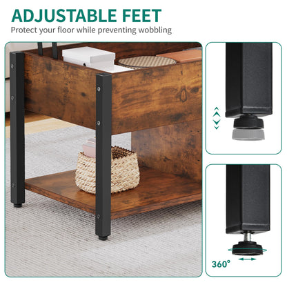 YITAHOME Couchtisch anhebbar höhenverstellbar – Vintage-Braun