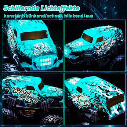 PENGBU RC Monstertruck ferngesteuert 1:20, 2,4 GHz, LED, blau