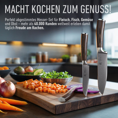 Wakoli EDIB 3er Damastmesser Set | Küchenmesser
