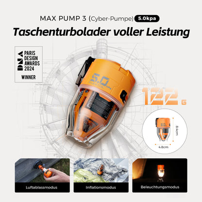 FLEXTAILGEAR MAX Pump 3 Tragbare Luftpumpe mit Licht, Orange