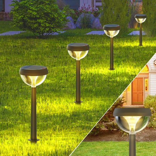 Linkind Castle Solar Wegeleuchten, 3000K warmweiss, IP54, 4 Stück mit halbkugelförmigem Lampenkopf aus ABS