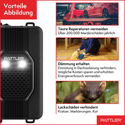 PATTLER Marderschreck Auto mit Blitzlicht, Ultraschall, 2 Stück