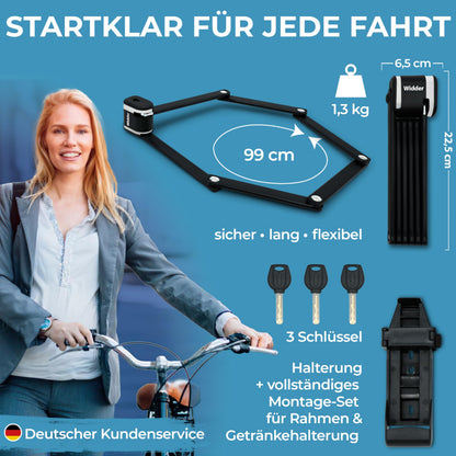 Widder Merkur Faltschloss 99 cm, Sicherheitsstufe 15, mit Halterung