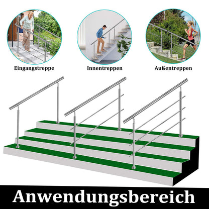 AufuN Edelstahl Handlauf 80 cm Treppengeländer mit 2 Pfosten