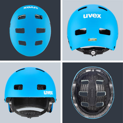 uvex Kid 3 cc Fahrradhelm für Kinder, Blue-White matt, 51–55 cm