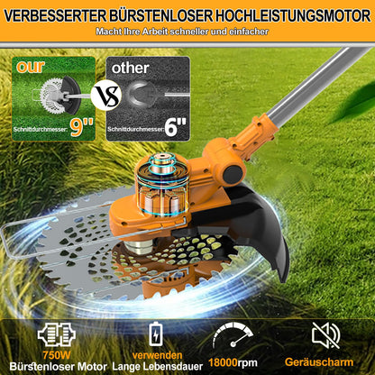 WISDOM LIFE Akku-Rasentrimmer 4-in-1 Freischneider 21V mit 2 Akkus