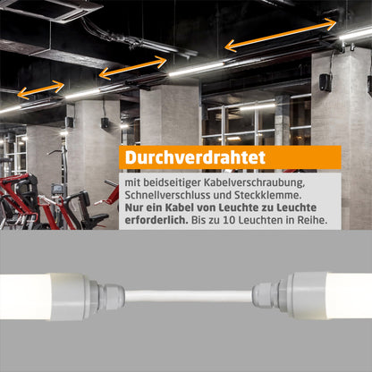 Proventa LED Feuchtraumleuchte 120cm 4er Pack IP65 36W 4000K