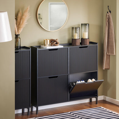 SoBuy FSR177-L-SCH Schuhkipper schmal 4 Klappen Schwarz