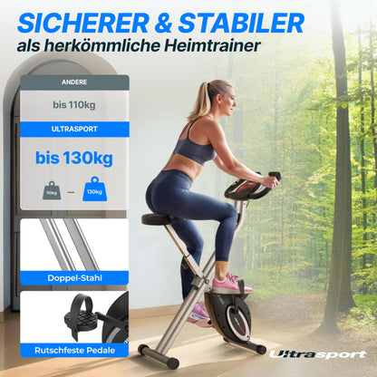 Ultrasport F-Bike Klappbares Ergometer für Fitness – rosa