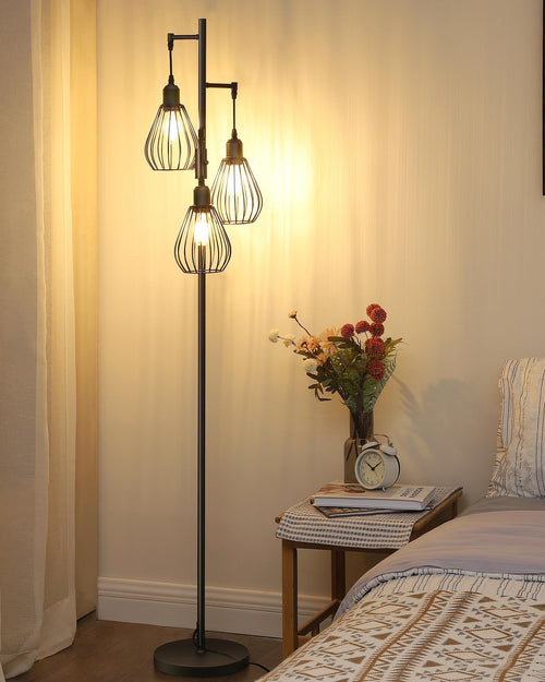 EDISHINE Stehleuchte Industrial 3-flammig dimmbar - Schwarz