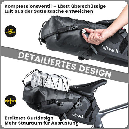 Faireach Bikepacking Satteltasche 10L wasserdicht TPU-Gewebe