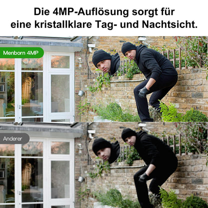 Menborn Überwachungskamera Aussen 2,5K 4MP 360° - 2er-Set