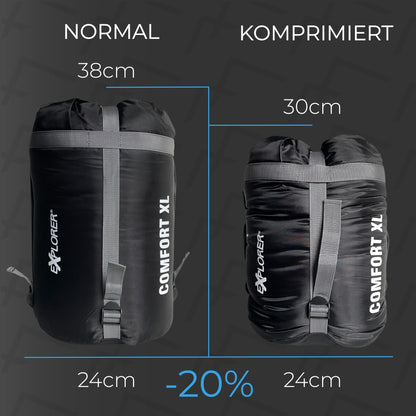 EXPLORER® Comfort XL Mumienschlafsack Winter -23°C Schwarz