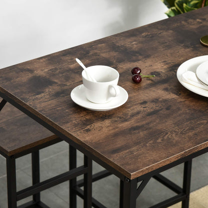 HOMCOM 5-teiliges Bartisch Set - Rustikal-Braun+Schwarz