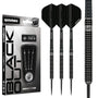 WINMAU Blackout Steeldartpfeile 23g Parallel, 90 % Tungsten – schwarze Ringgrip-Barrels mit Stahlspitze