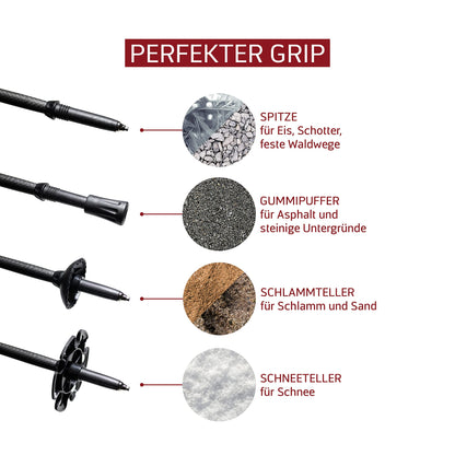 Rothwild Platzhirsch Carbon Wanderstöcke faltbar 105-125cm