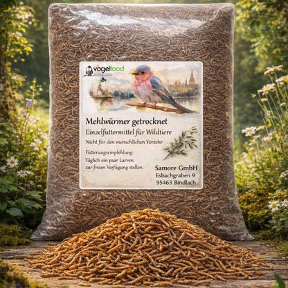 Samore Mehlwürmer getrocknet 5 kg, Futter für Vögel, Fische, Nager