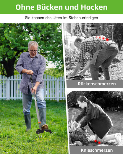 HAUSPROFI Unkrautstecher mit Teleskopstiel, 4 Edelstahl-Krallen