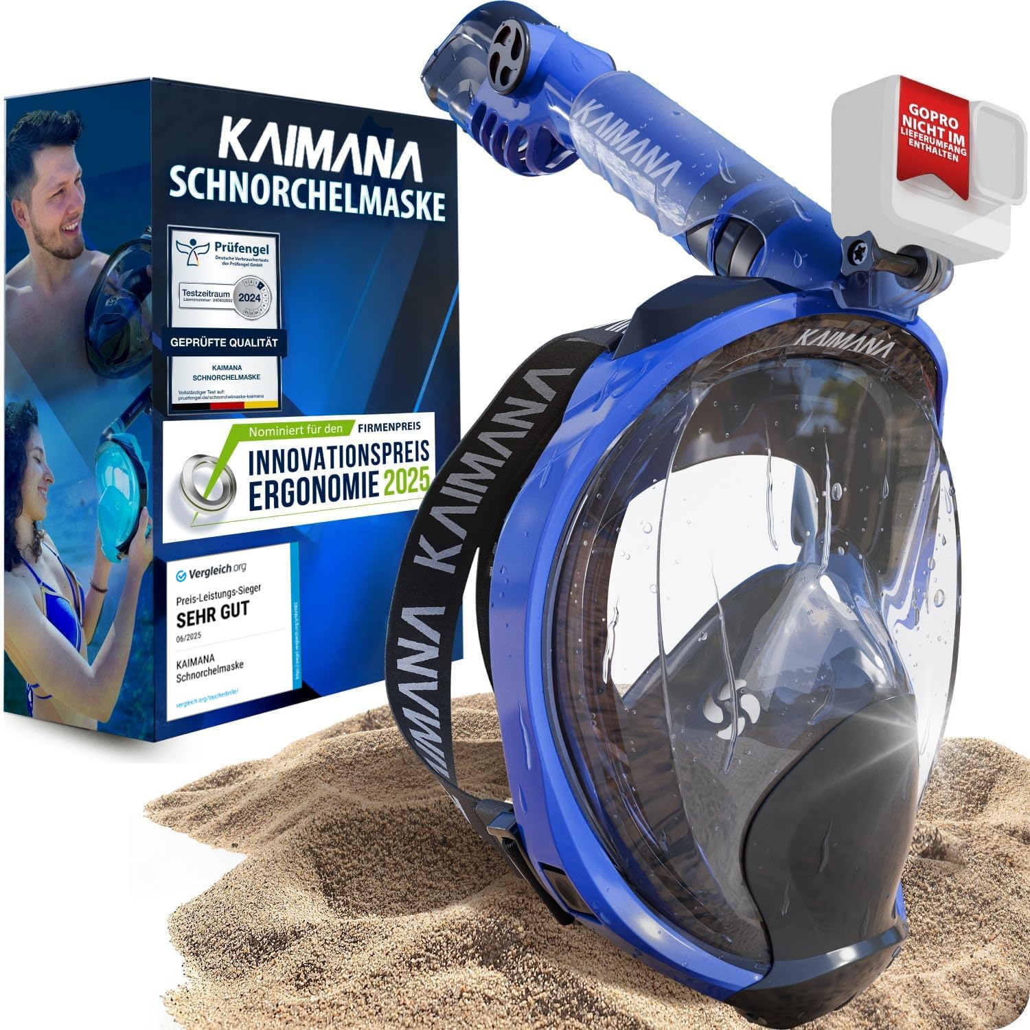 KAIMANA K005 Vollgesichts-Schnorchelmaske für Erwachsene & Kinder, Dual-Soft-Silikon
