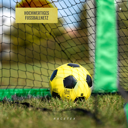 Racetex Fussballtor Set für Kinder, 2 Tore mit Tragetasche, Neongrün