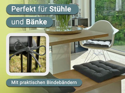 ZOLLNER Sitzkissen 8er Set 40x40 cm mit Bindebändern, Graphit