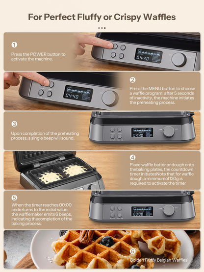Doppelwaffeleisen Belgische Waffeln – LCD Display 1600W