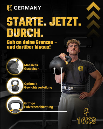 HQ Germany Powdercoat Fitness Kettlebell Vollguss - 16KG