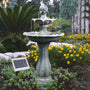AMUR Solar Gartenbrunnen Klassik-Garten mit LED und Li-Ion-Akku, Wasserkaskade aus Polyresin