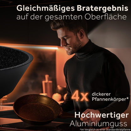ZWIEGER Hochwertige Bratpfanne 24cm - Pfanne 24 cm Induktion, Aluguss, vollflächiger Edelstahlboden, für alle Herdarten (inklusive Induktion) geeignet – Antihaft, PFOA- & PFOS-frei