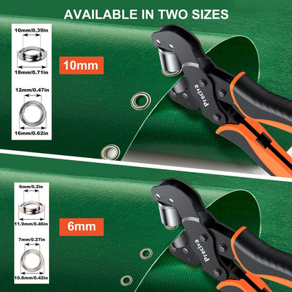 Ösenzange Set, Preciva Ösenzange Austauschbar Zangekopf Ösenpresse mit 400 Ösen (200pcs Ø6mm und 200pcs Ø10mm) für PVC-Banner, Planen, Karton