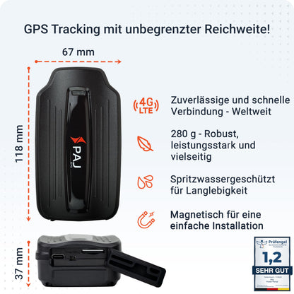 PAJ GPS Power Finder 4G GPS-Tracker mit Magnet, bis zu 90 Tage Akku