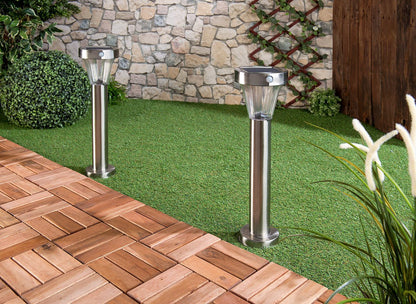 Lunartec Solar-LED-Wegeleuchte 4er-Set, Edelstahl, Sensor