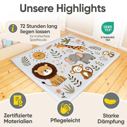 KIDDY KINGDOM Premium Spielmatte Baby – Memory Schaum 180x140cm Grau