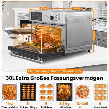 OIMIS Heissluftfritteuse Ofen Multifunktions-Airfryer – 30L