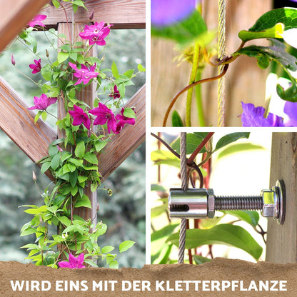 GARDELI Rankhilfe aus Edelstahl, Set mit 8 Wandhaltern, 12,5 m Seil
