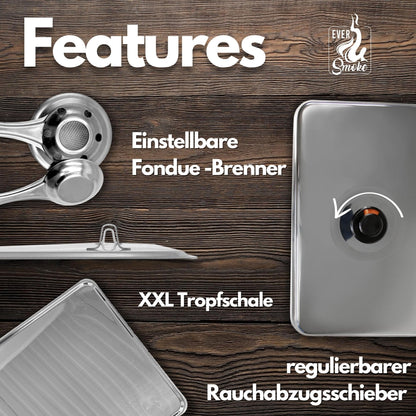 Eversmoke Deluxe Tischräucherofen XL Set Edelstahl mit Brennpaste