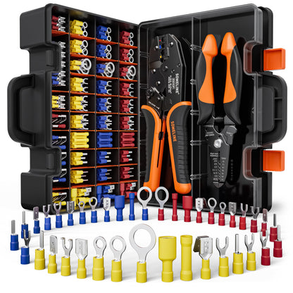 SOMELINE Crimpzange Set mit 45 Kabelschuh-Typen, 0,34–6 mm², Ratschenmechanismus und Aufbewahrungsbox