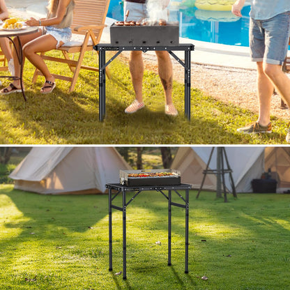 GARLLEN Grilltisch klappbar – Campingtisch höhenverstellbar 58x40 cm