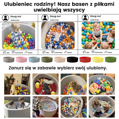 Zedachica Bällebad Baby 90x30 cm Schaumstoff rund grau ohne Bälle