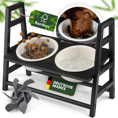 Pfotenglanz Hundenapf erhöht – Keramik Napfset Antischling