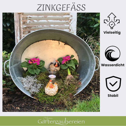 Storm's Gartenzaubereien Zinkwanne oval 40 Liter mit Griffen